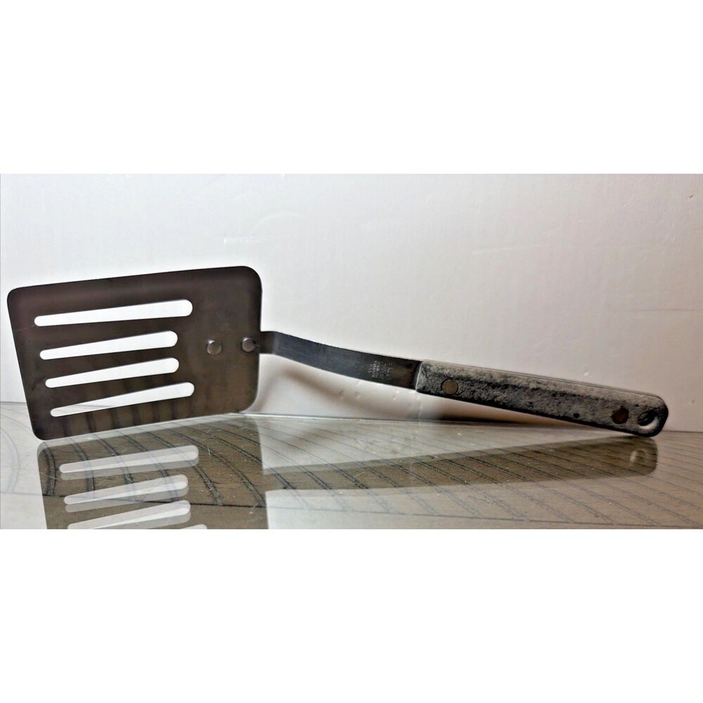Vintage EKCO Flint Vanadium SHORT Slotted Spatula 10.5" USA